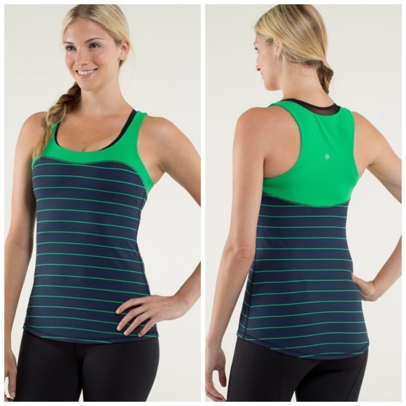 lululemon athletica Tops - Lululemon Run first base tank slalom stripe green